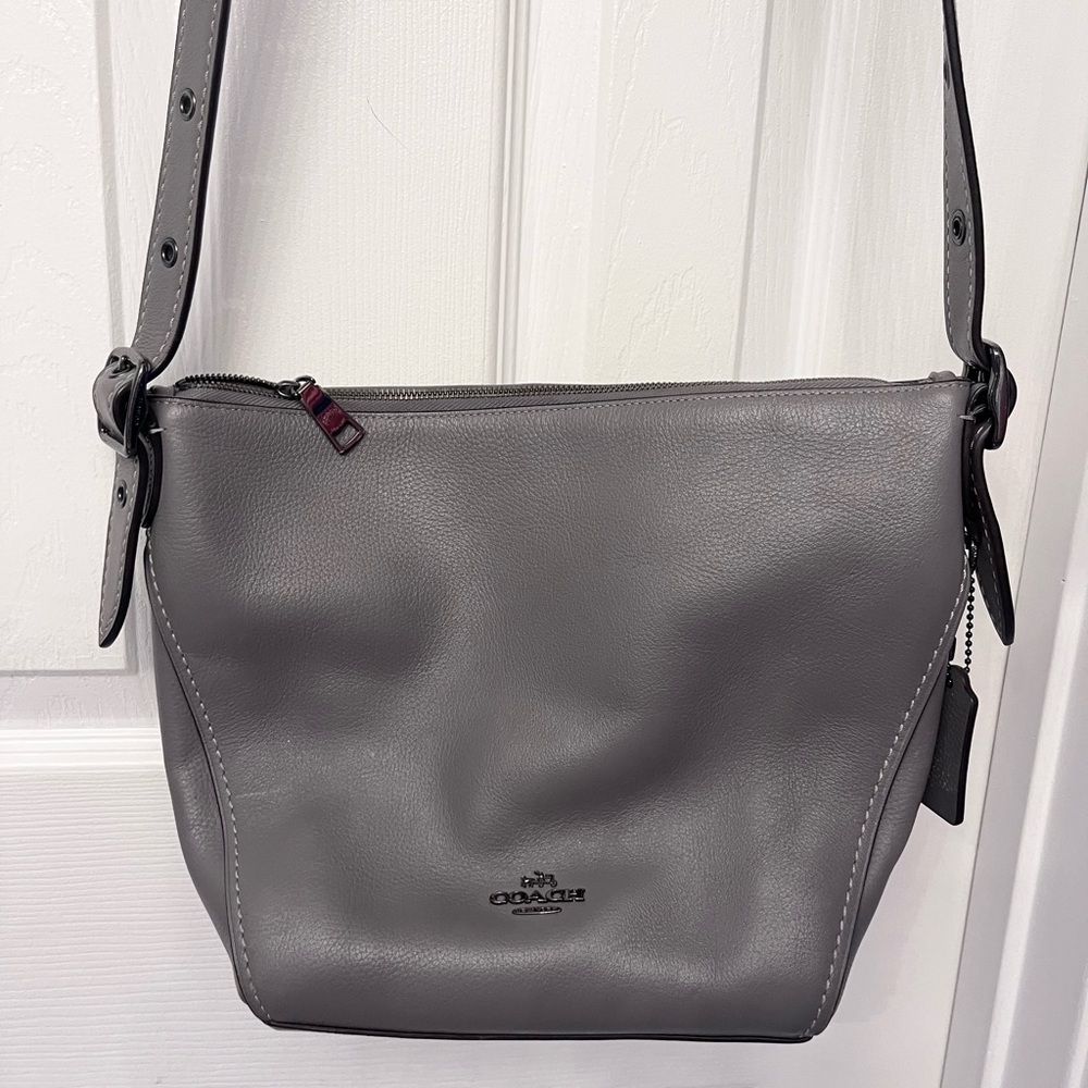Coach Charcoal Leather Shoulder Bag
